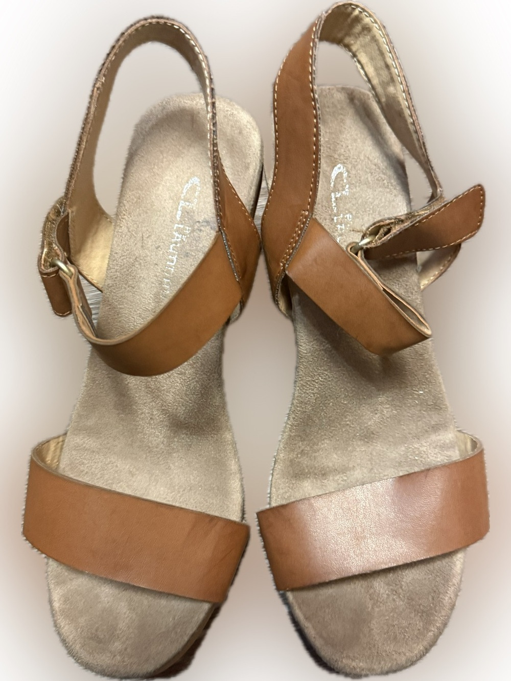 CL by Laundry Women's Tan Leather Slingback Sandals | Sz 8/38.5